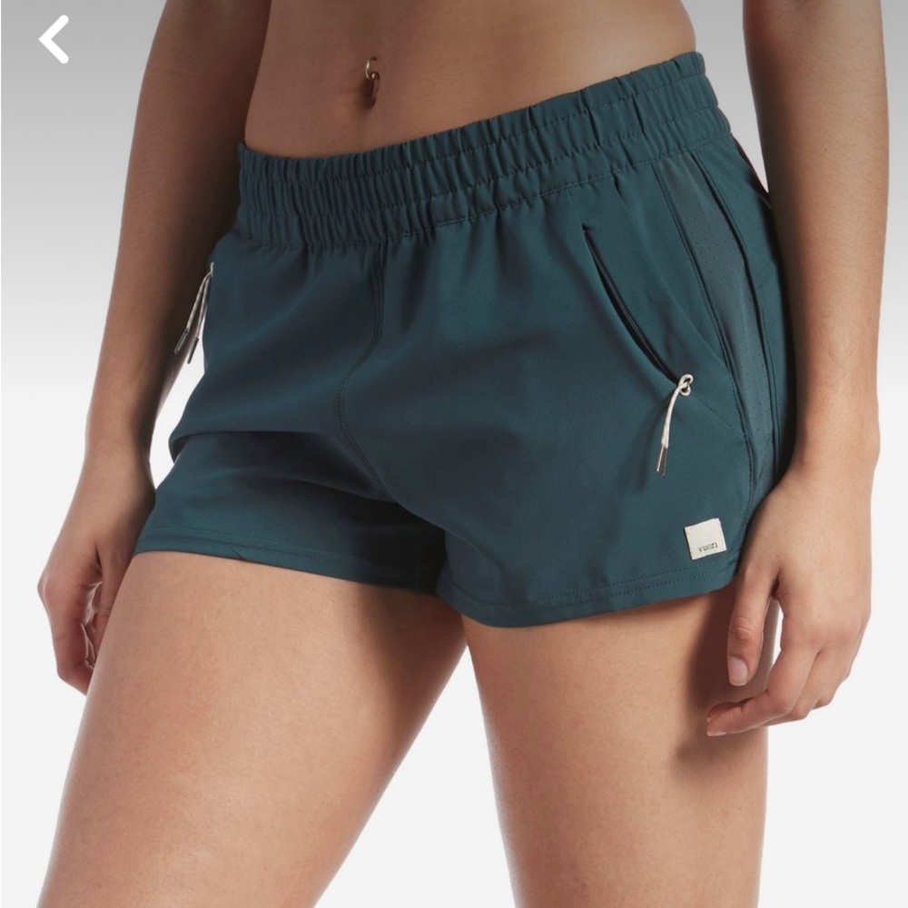 Vuori Dark Green Dash Shorts